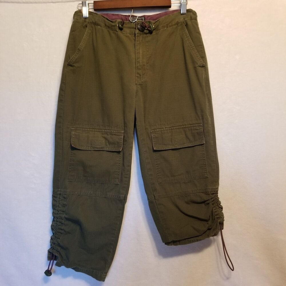 American Eagle 6 Pants Cargo Capris Adjustable Olive Green Rip Stop Gorpcore Vtg